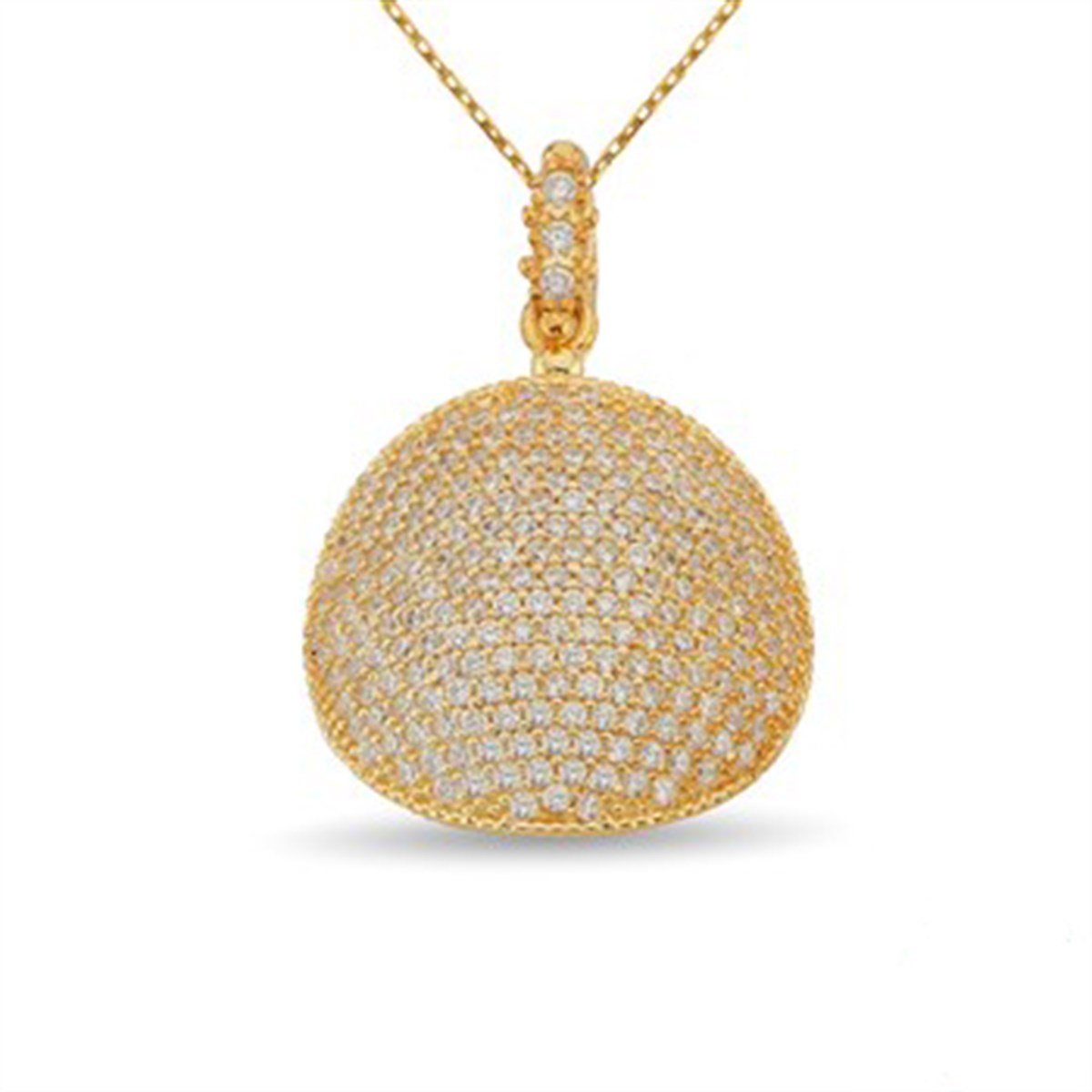 Zirkon taşlı Altın Kaplamalı 925 Ayar Gümüş Bayan Kolye