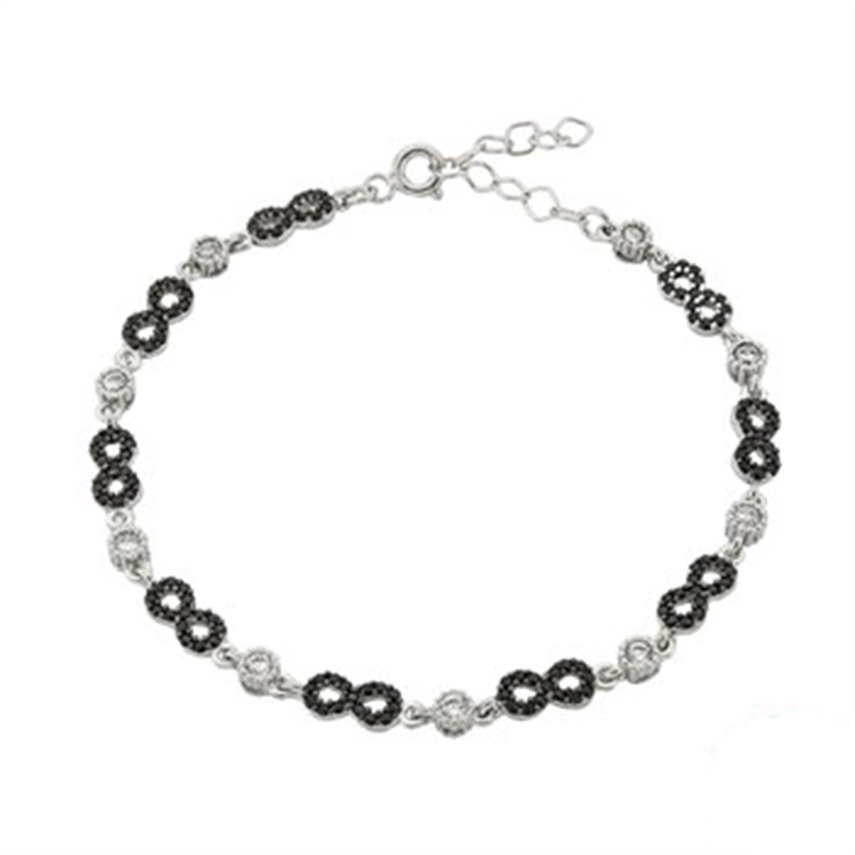 Zirkon taşlı Beyaz Kaplamalı 925 Ayar Gümüş Sonsuzluk Bayan Bileklik