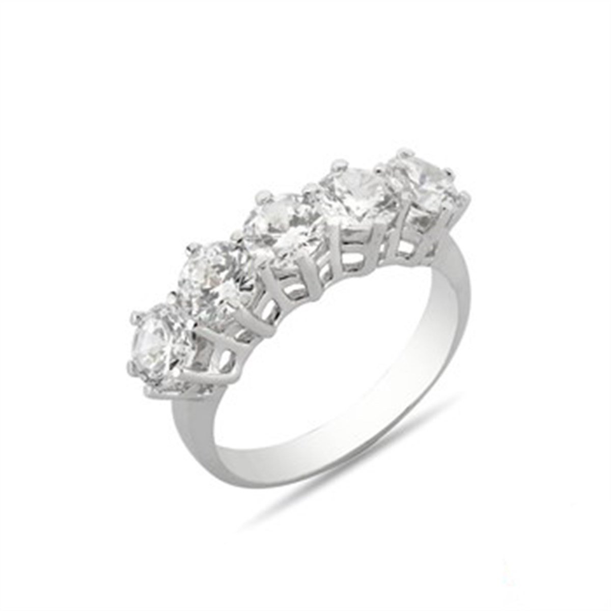 Zirkon Taşlı Gümüş 5 Sıra Yüzük