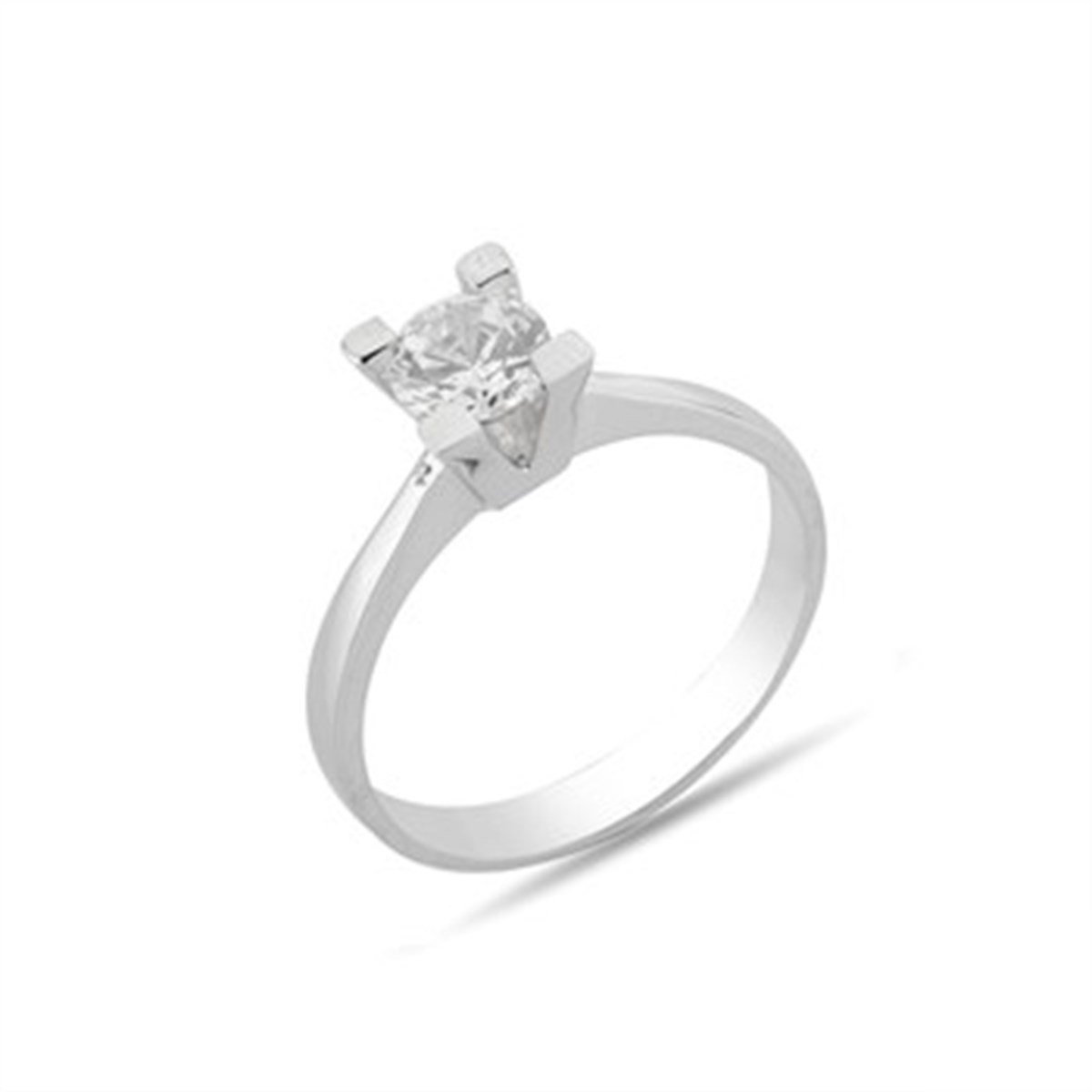 Zirkon Taşlı Gümüş Tektaş Yüzük