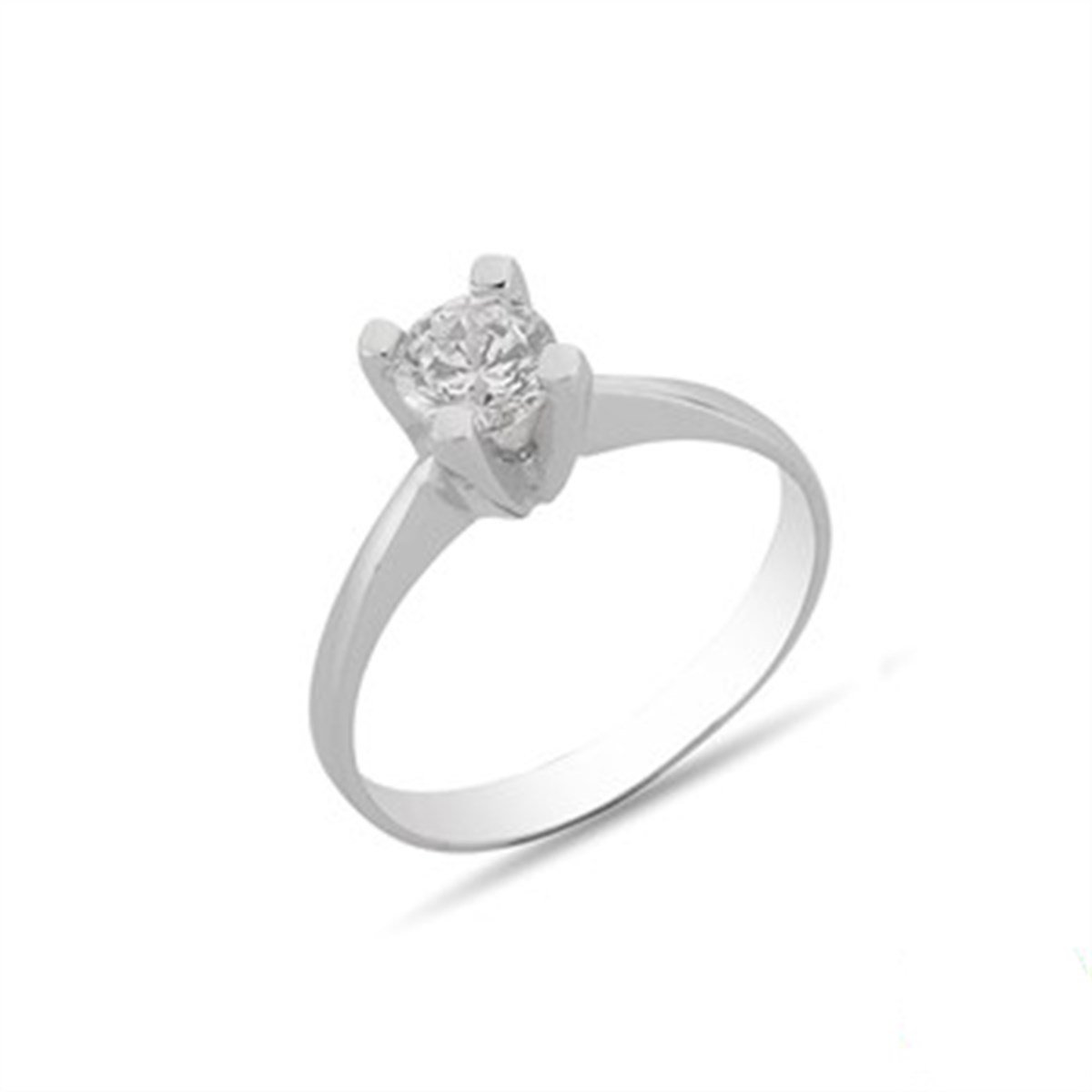 Zirkon Taşlı Gümüş Tektaş Yüzük