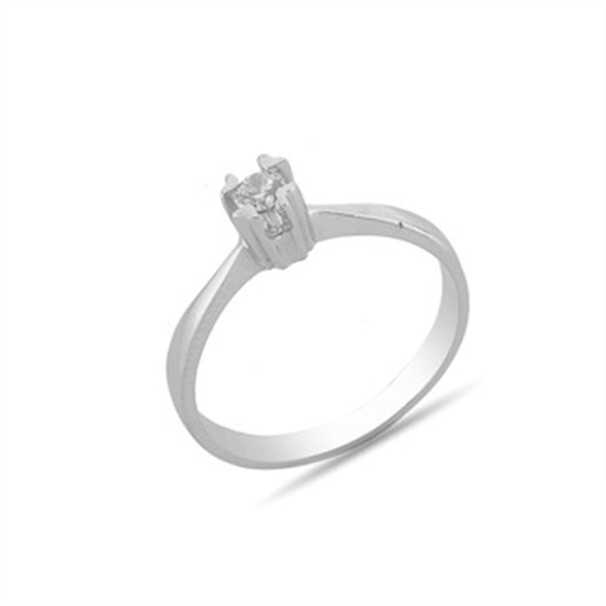 Zirkon Taşlı Gümüş Tektaş Yüzük