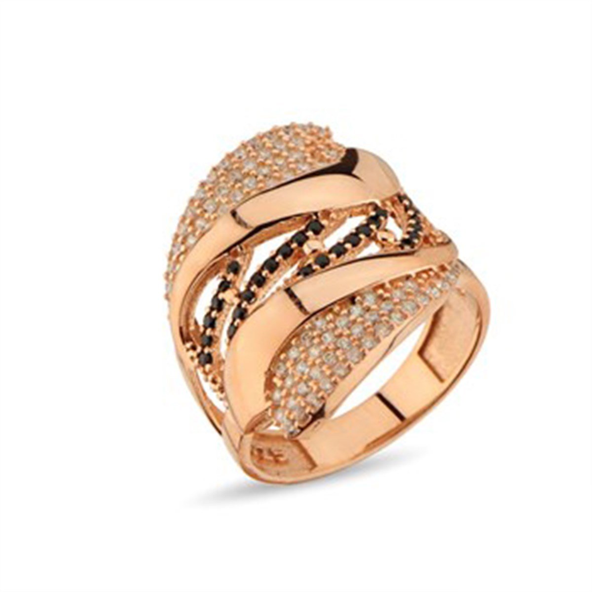 Zirkon Taşlı Roz Kaplamalı 925 Ayar Gümüş Bayan Yüzük