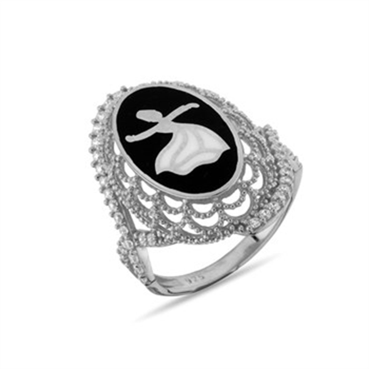 Zirkon Taşlı Semazen 925 Ayar Gümüş Bayan Yüzük