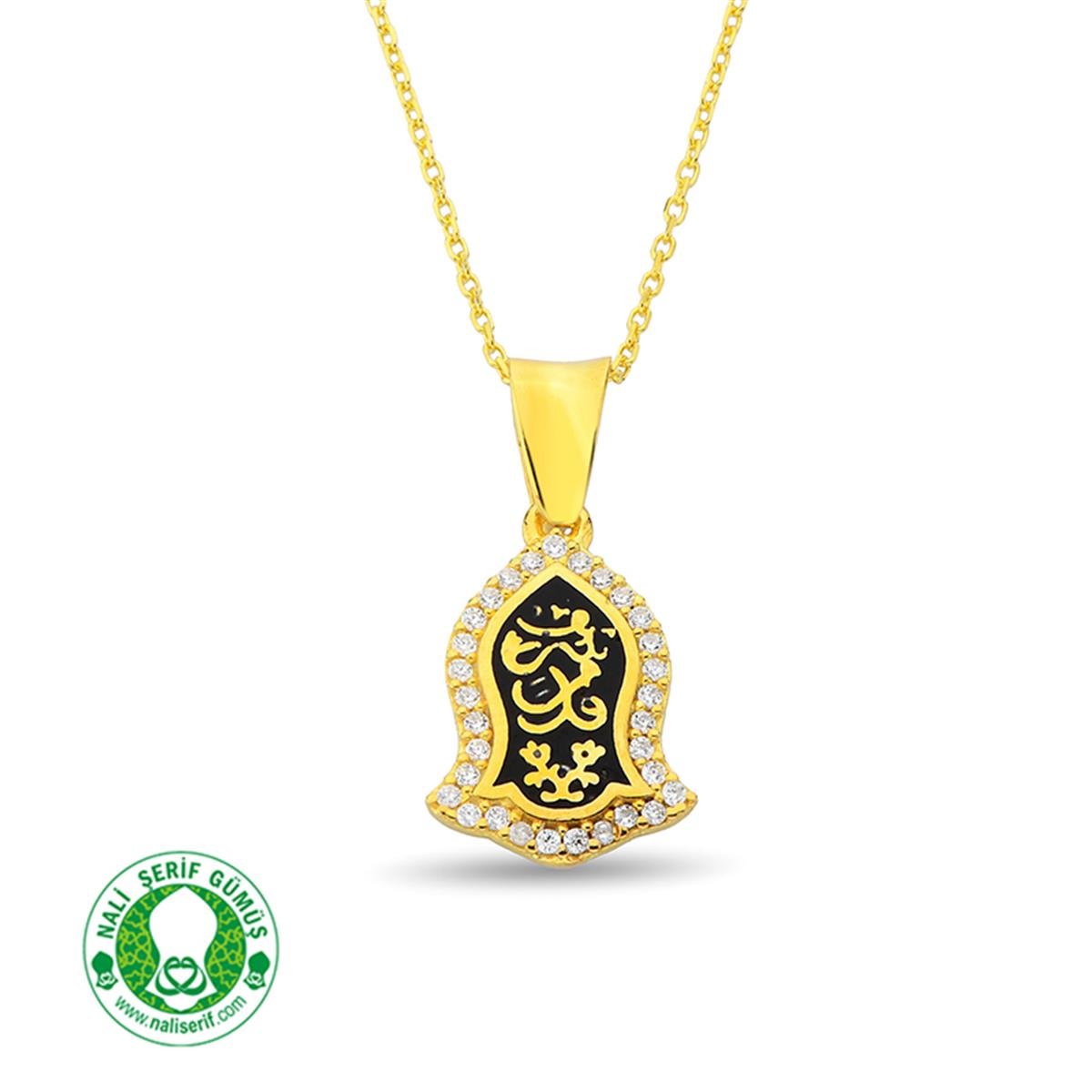 Zirkon Taşlı Siyah Mineli Nali Şerif Bayan Kolye