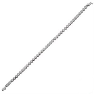 3mm Zirkon Taşlı Beyaz Altın Kaplamalı Gümüş Su Yolu Bileklik