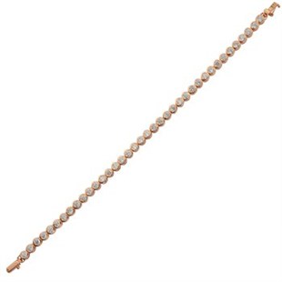 3mm Zirkon Taşlı Roz Kaplamalı Gümüş Su Yolu Bileklik