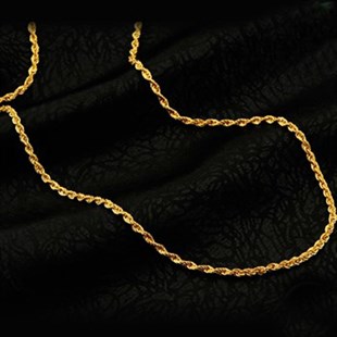 Altın Kaplamalı 925 Ayar Gümüş 55cm Burgu Zincir