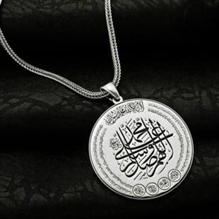 Hilye i Şerif Özel Hat Tasarımlı 925 Ayar Gümüş Erkek Kolyesi