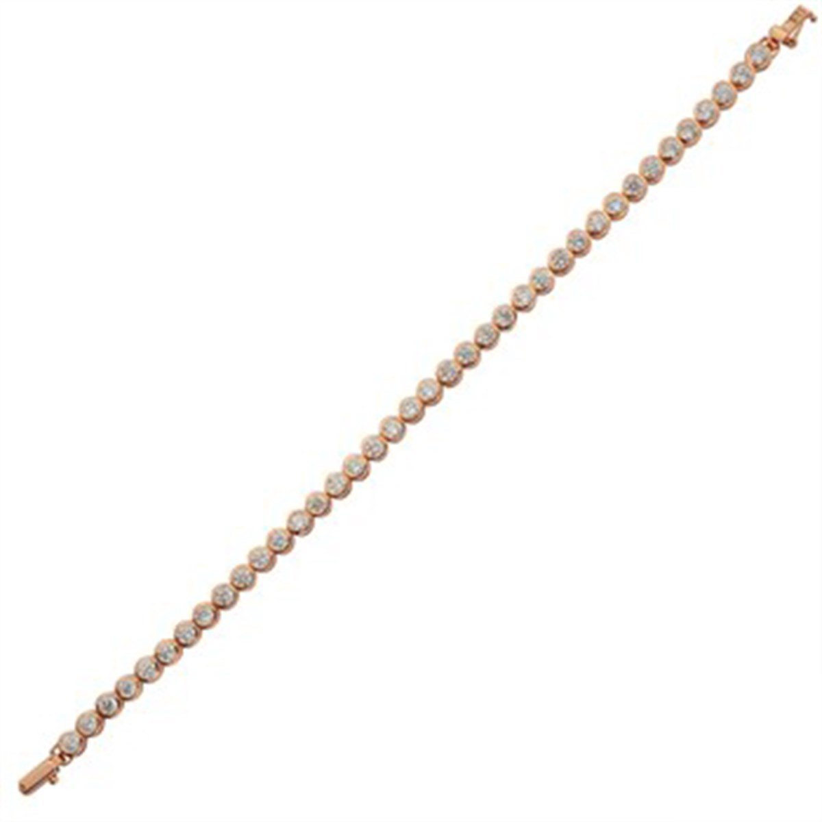 3mm Zirkon Taşlı Roz Kaplamalı Gümüş Su Yolu Bileklik