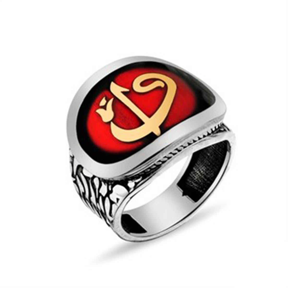 Elif Vav Bordo 925 Ayar Gümüş Erkek Yüzük