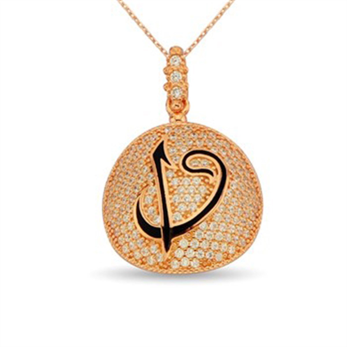 Elif Vav Roz Kaplamalı 925 Ayar Gümüş Bayan Kolye