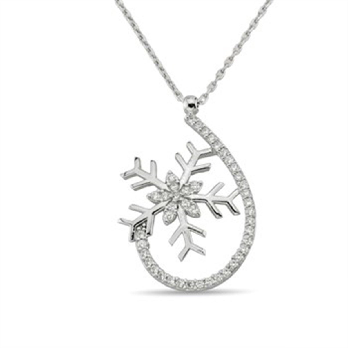 Kar Tanesi 925 Ayar Gümüş Bayan Kolyesi