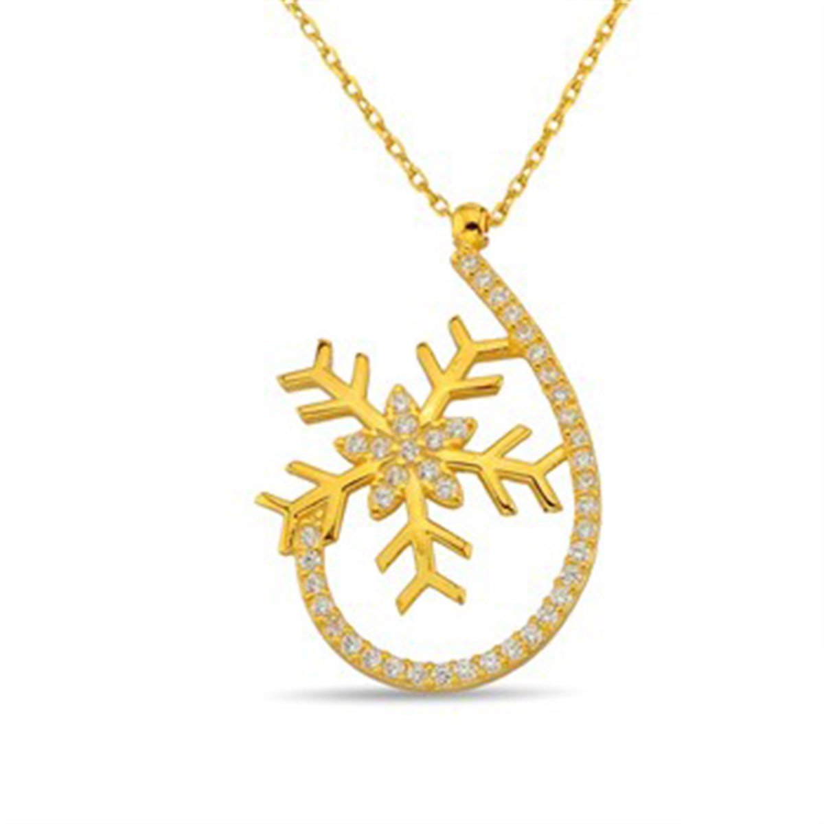 Kar Tanesi Altın Kaplama 925 Ayar Gümüş Bayan Kolyesi
