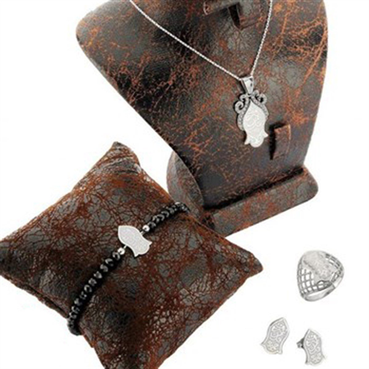 Nali Şerif 925 Ayar Gümüş Bayan Beyaz Kombini