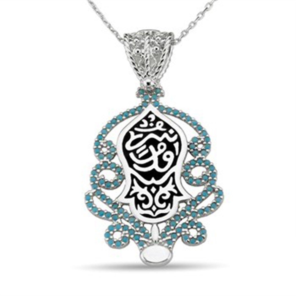 Nali Şerif Firuze Turkuaz Taşlı 925 Ayar Gümüş Bayan Kolyesi