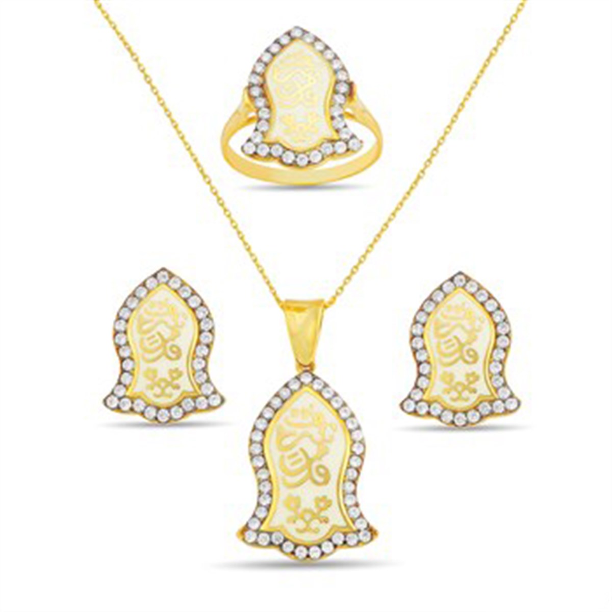 Nali Şerif Kademi Şerif Altın Kaplamalı Gümüş Bayan Dörtlü Seti