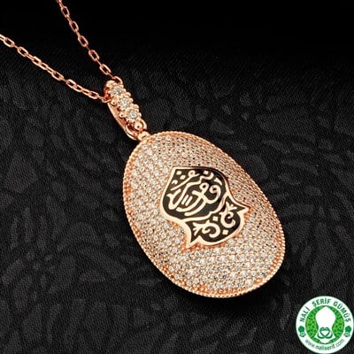Nali Şerif Kademi Şerif Roz Kaplamalı 925 Ayar Gümüş Bayan Kolye