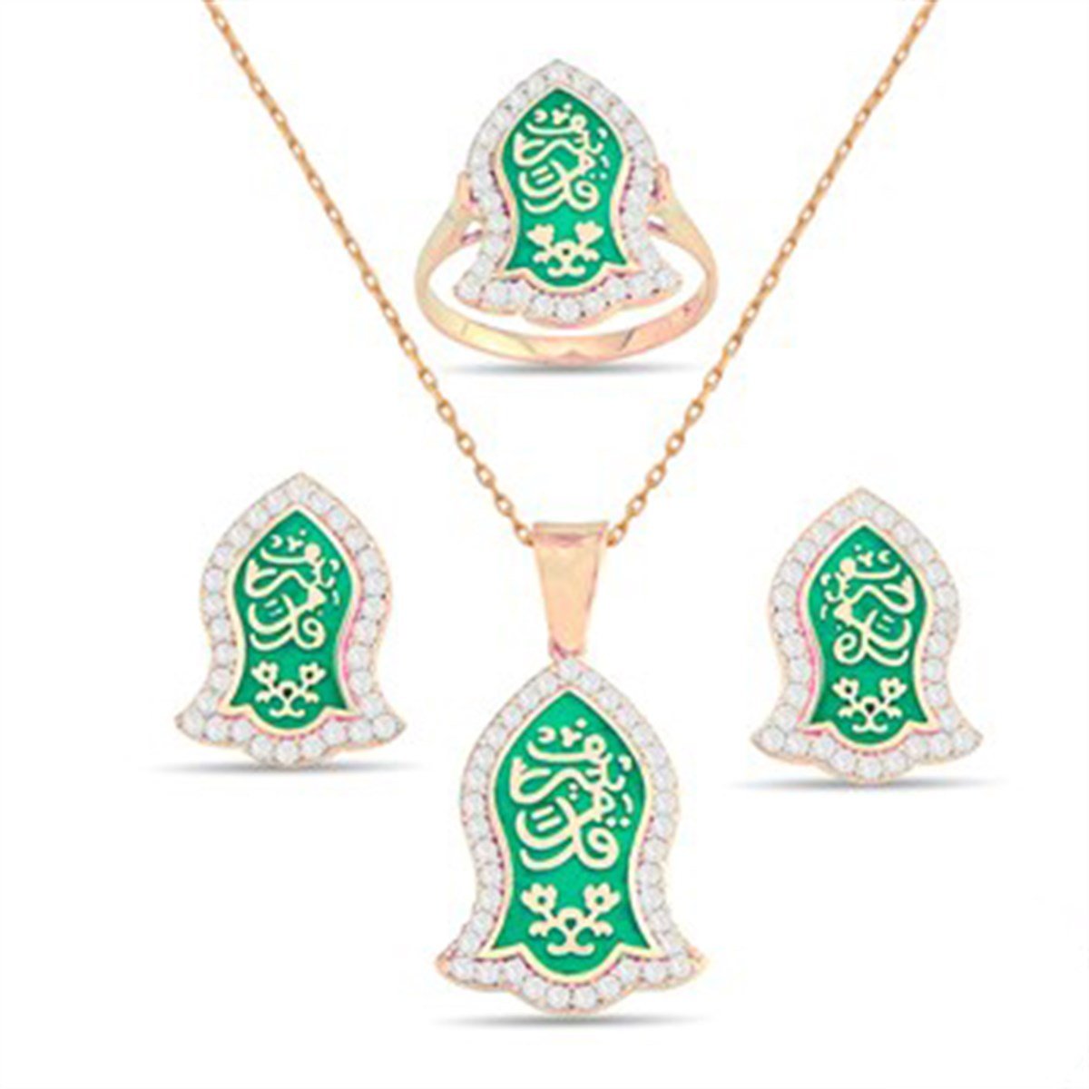 Nali Şerif Kademi Şerif Roz Kaplamalı Gümüş Bayan Dörtlü Set