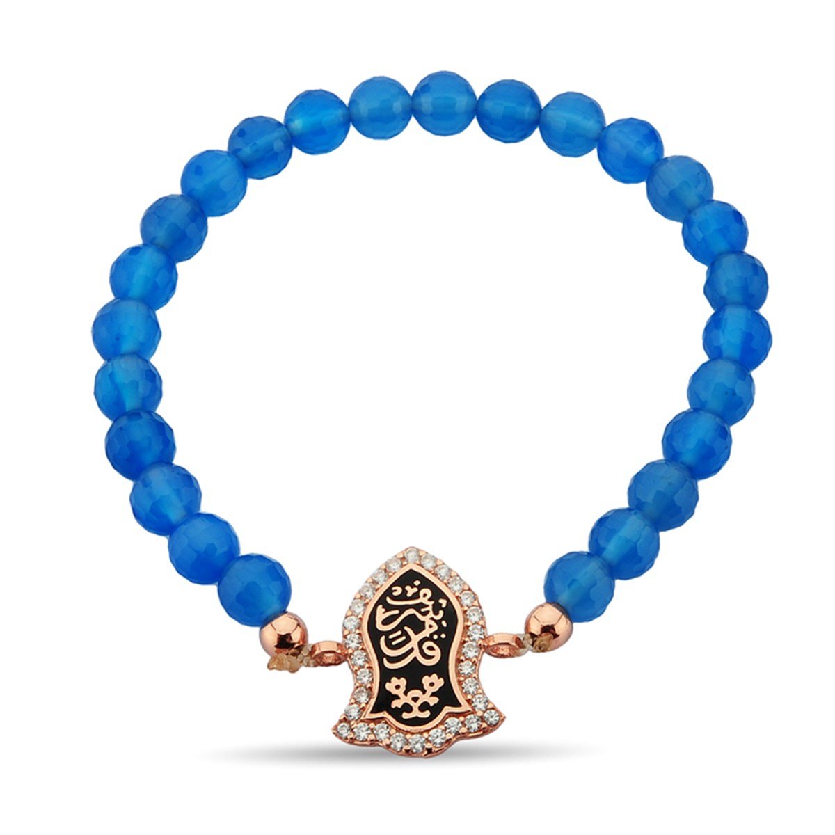 Nali Şerif Roz Kaplama Doğal Aquamarin Taşlı 925 Ayar Gümüş Bayan Bileklik