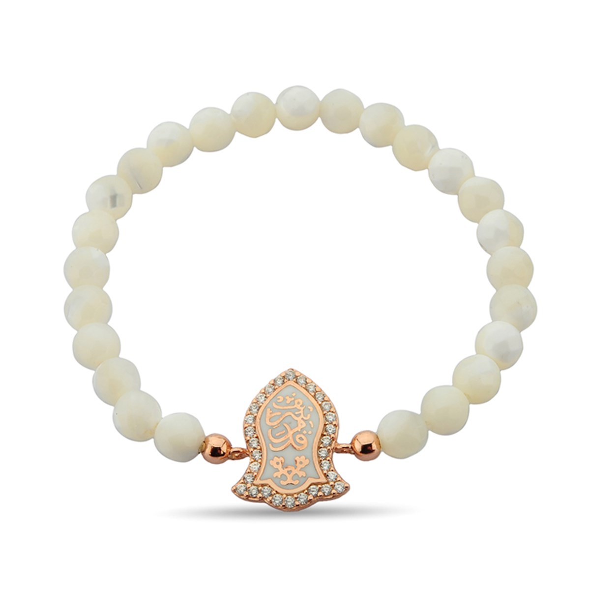 Nali Şerif Roz Kaplama Doğal Sedef Taşlı 925 Ayar Gümüş Bayan Bileklik