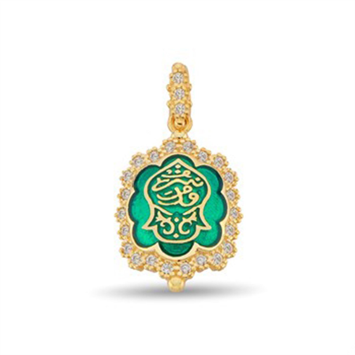 Nali Şerif Yeşil Mineli Altın Kaplamalı Gümüş Bayan Kolye Ucu