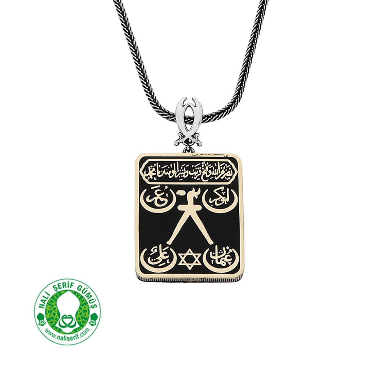 Örgü Zincirli Zülfikar Kılınç Sallantılı Siyah Mineli Barbaros Hayrettin Paşa Sancağı Erkek Gümüş Kolye
