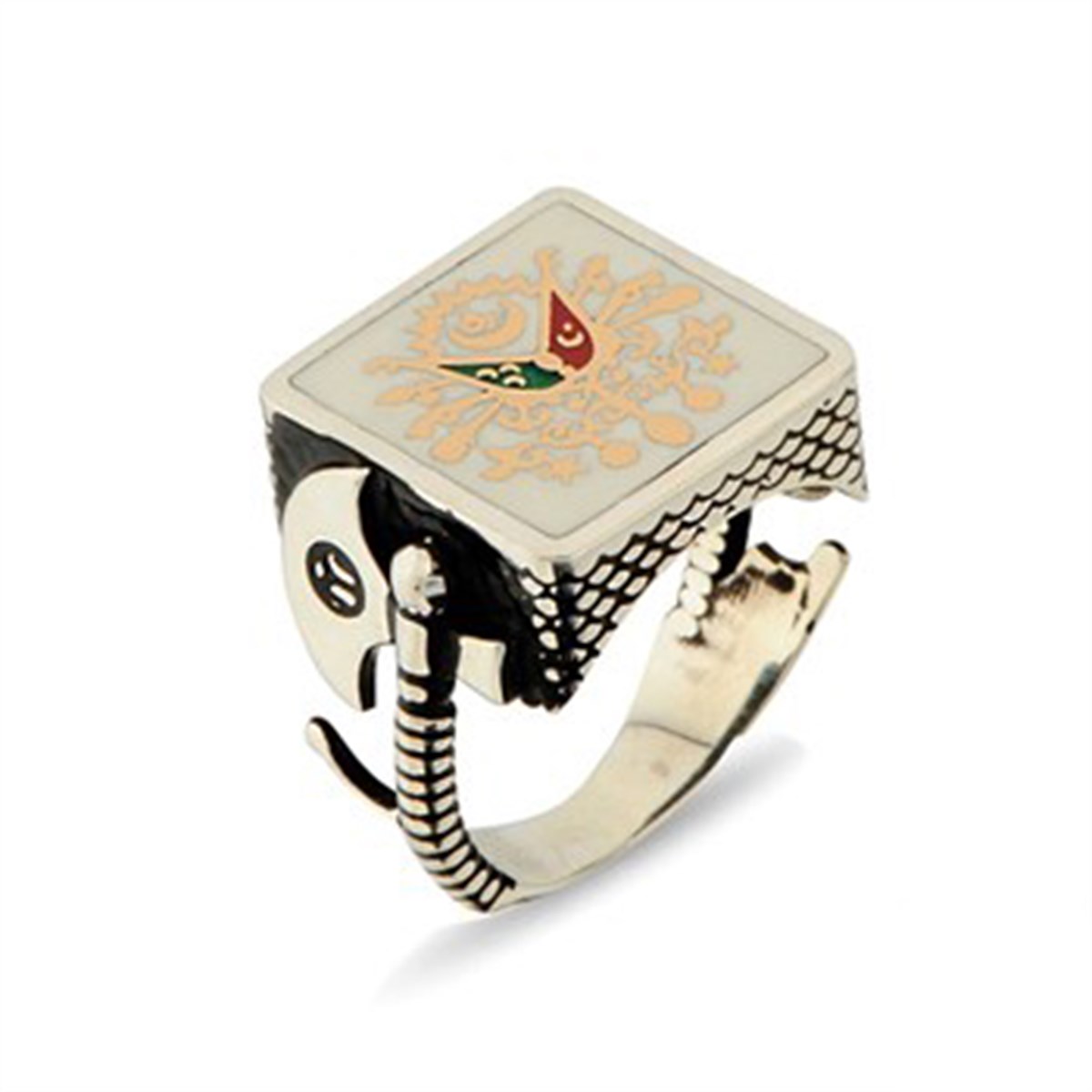 Osmanlı Devlet Armalı Baltalı 925 Ayar Gümüş Erkek Yüzüğü