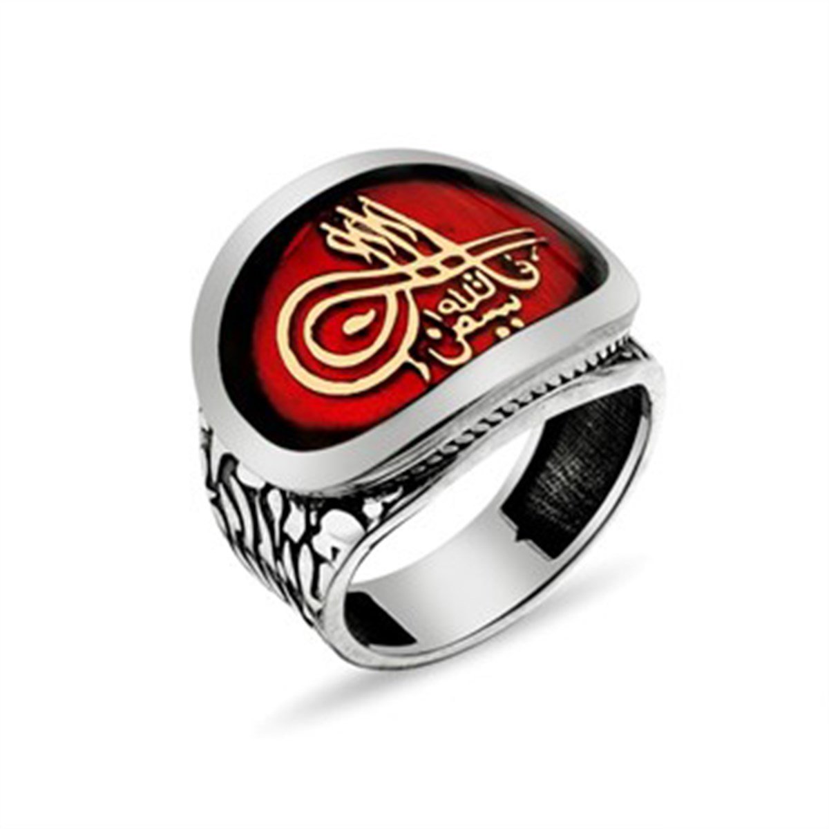 Osmanlı Tuğralı 925 Ayar Gümüş Erkek Yüzüğü