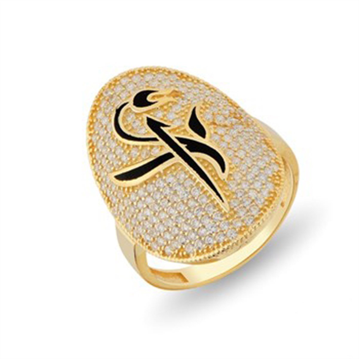 Zirkon taşlı 925 Ayar Gümüş Altın Kaplama Elif Bayan Yüzüğü