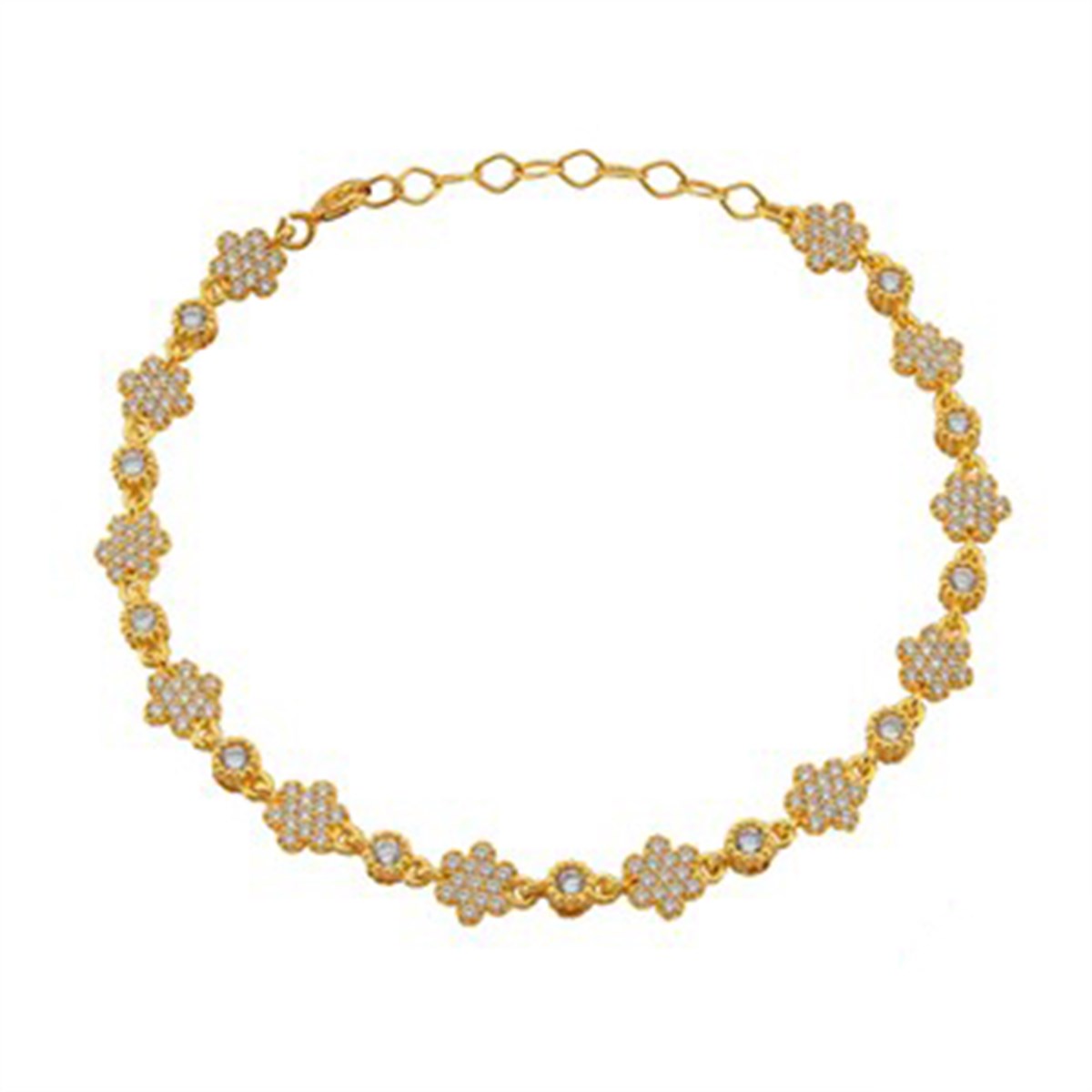 Zirkon taşlı 925 Ayar Gümüş Altın kaplamalı Bayan Bileklik