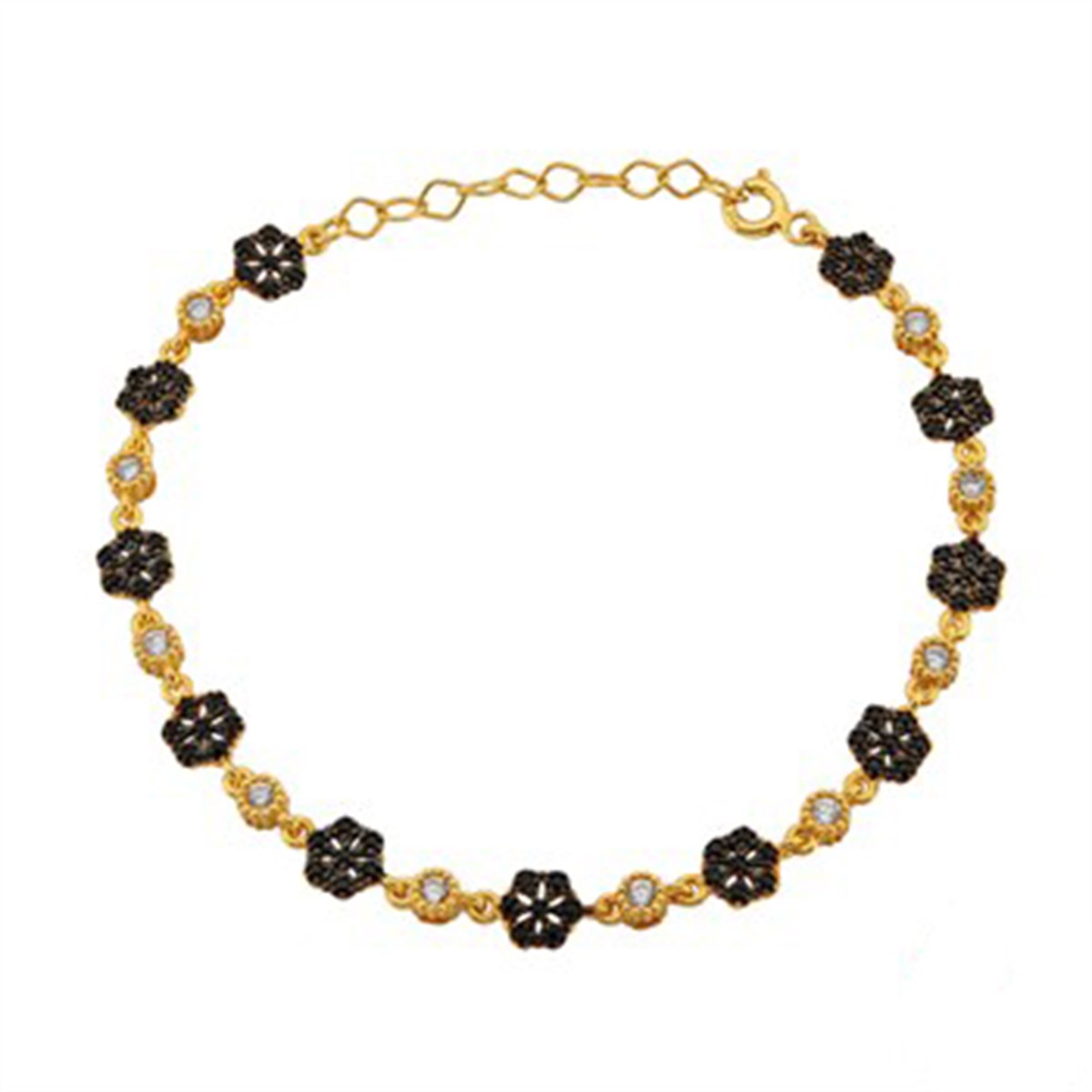 Zirkon taşlı 925 Ayar Gümüş Altın Kaplama Bayan Bileklik