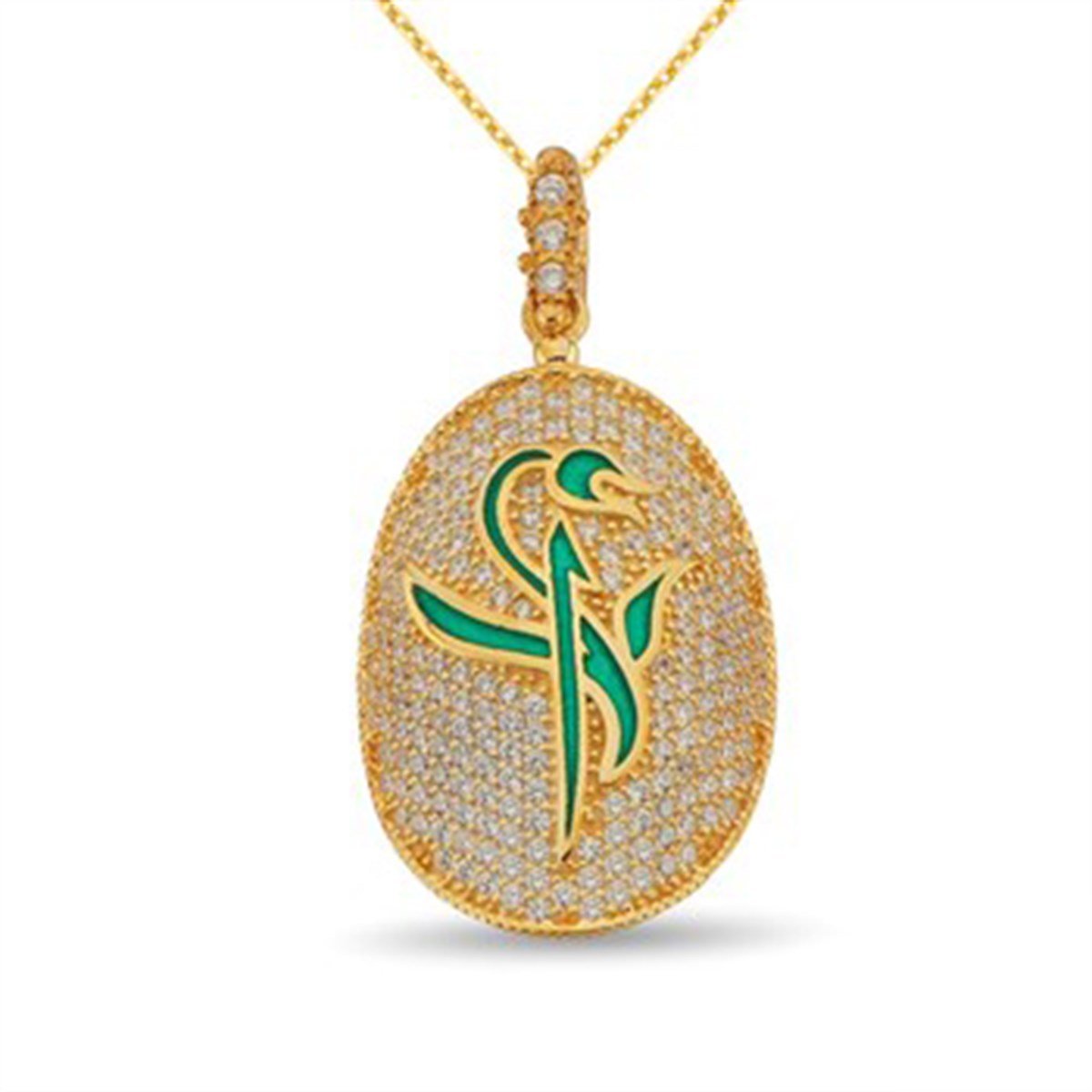 Zirkon taşlı 925 Ayar Gümüş Altın Kaplama Elif Bayan Kolye