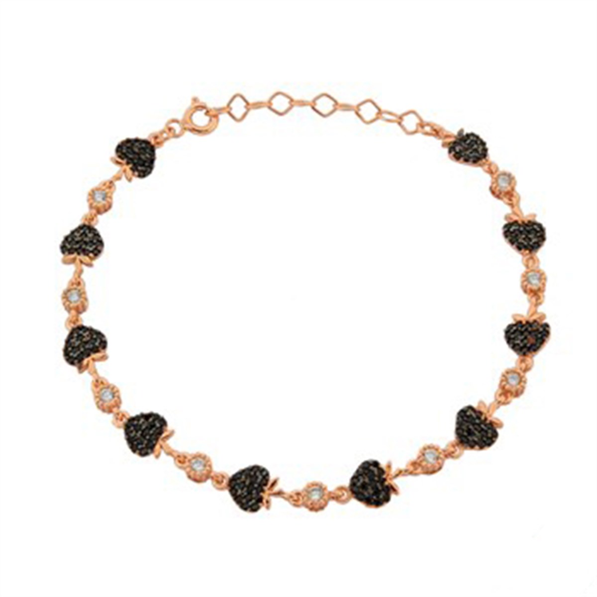 Zirkon taşlı 925 Ayar Gümüş Roz Kaplama Bayan Bileklik