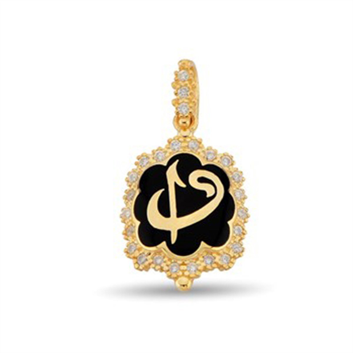 Zirkon taşlı Altın Kaplamalı 925 Ayar Gümüş Elif Vav Bayan Kolye Ucu
