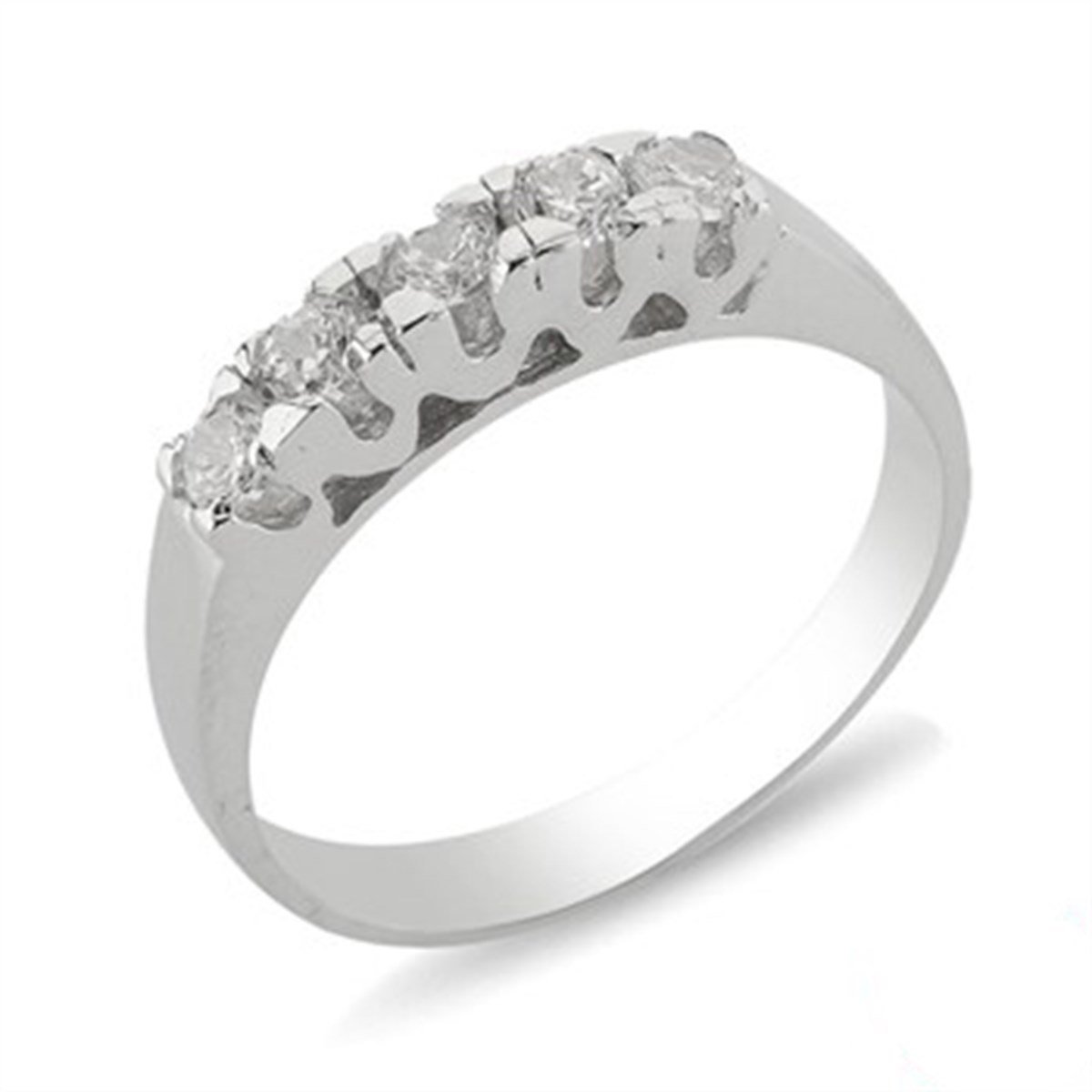 Zirkon Taşlı Gümüş 5 Sıra Yüzük