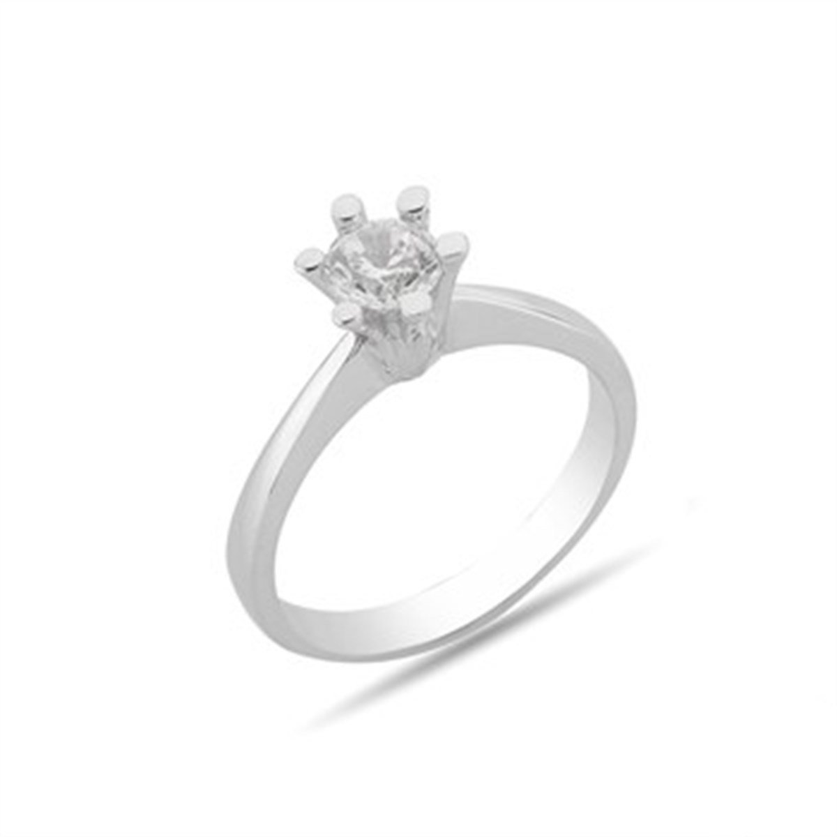 Zirkon Taşlı Gümüş Tektaş Yüzük