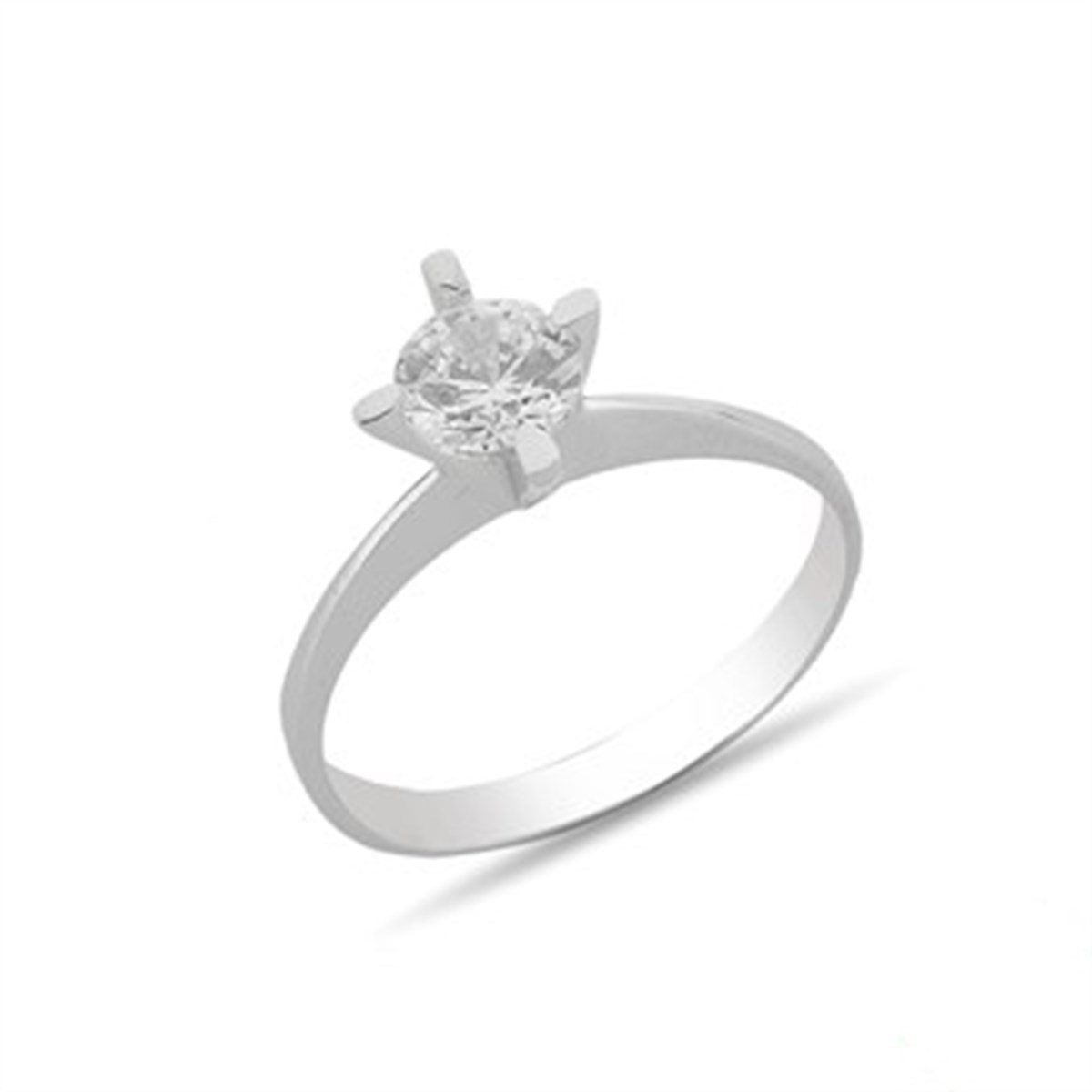 Zirkon Taşlı Gümüş Tektaş Yüzük