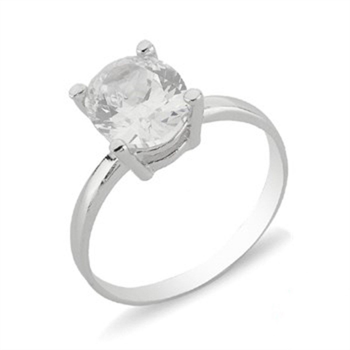 Zirkon Taşlı Gümüş Tektaş Yüzük