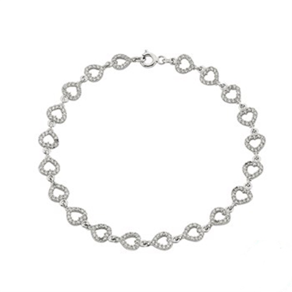 Zirkon taşlı Kalp 925 Ayar Gümüş Bayan Bileklik