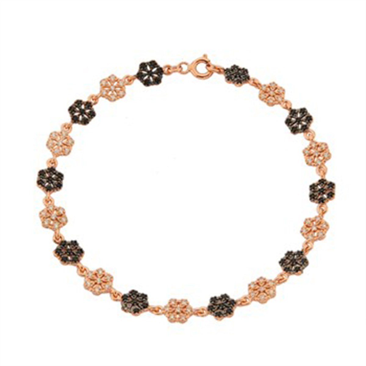 Zirkon taşlı Kartanesi 925 Ayar Gümüş Roz Kaplama Bayan Bileklik