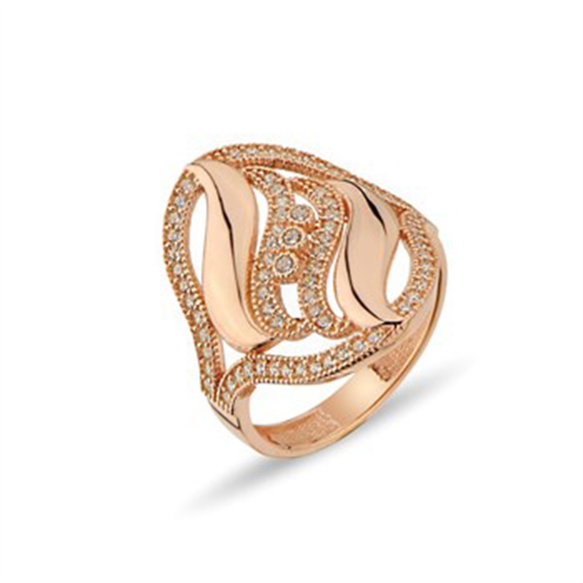 Zirkon Taşlı Roz Kaplamalı 925 Ayar Gümüş Bayan Yüzük