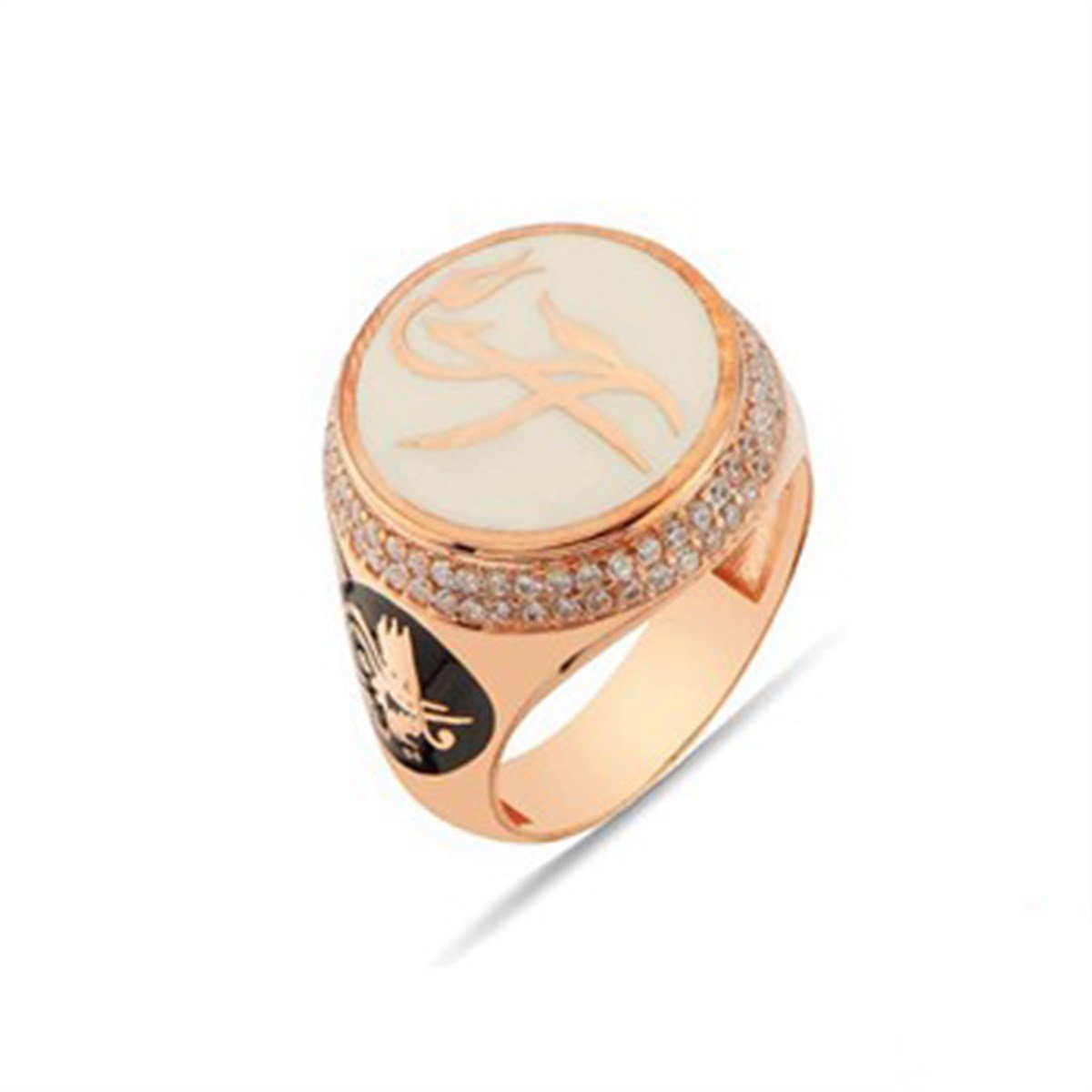 Zirkon taşlı Roz kaplamalı 925 Ayar Gümüş Elif Bayan Yüzük