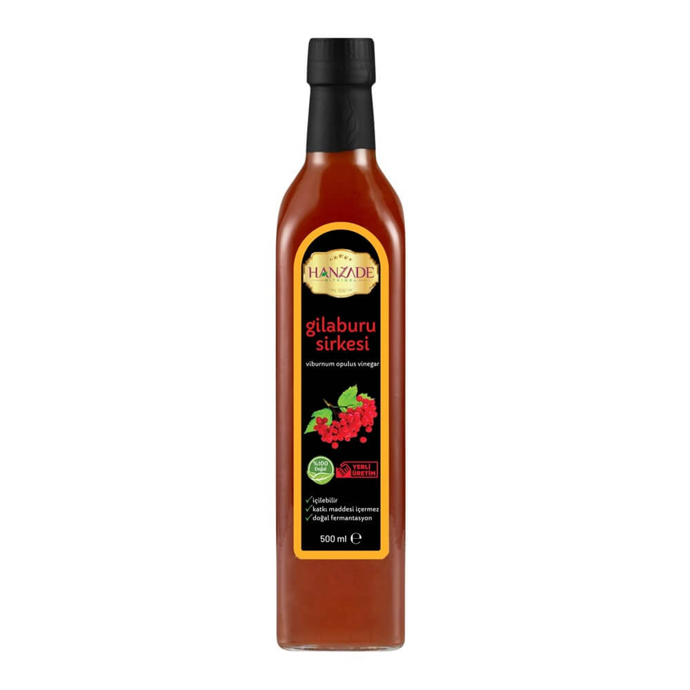 Hanzade Bitkisel Gilaburu Sirkesi 500 Ml Doğal Fermantasyon Içilebilir Katkısız Cam Şişe