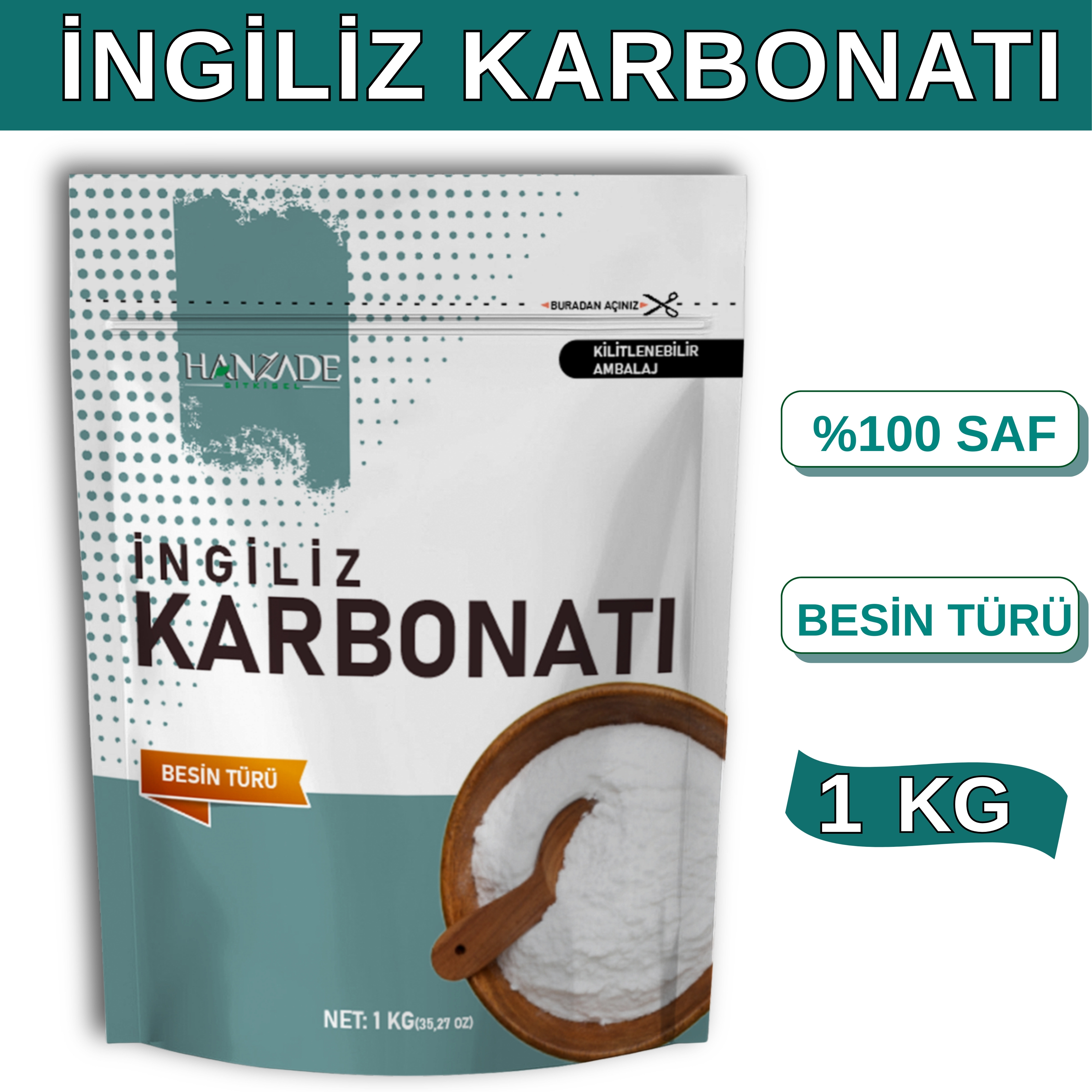 Hanzade Bitkisel İngiliz Karbonatı Sodyum Bikarbonat Besin Türü Katkısız