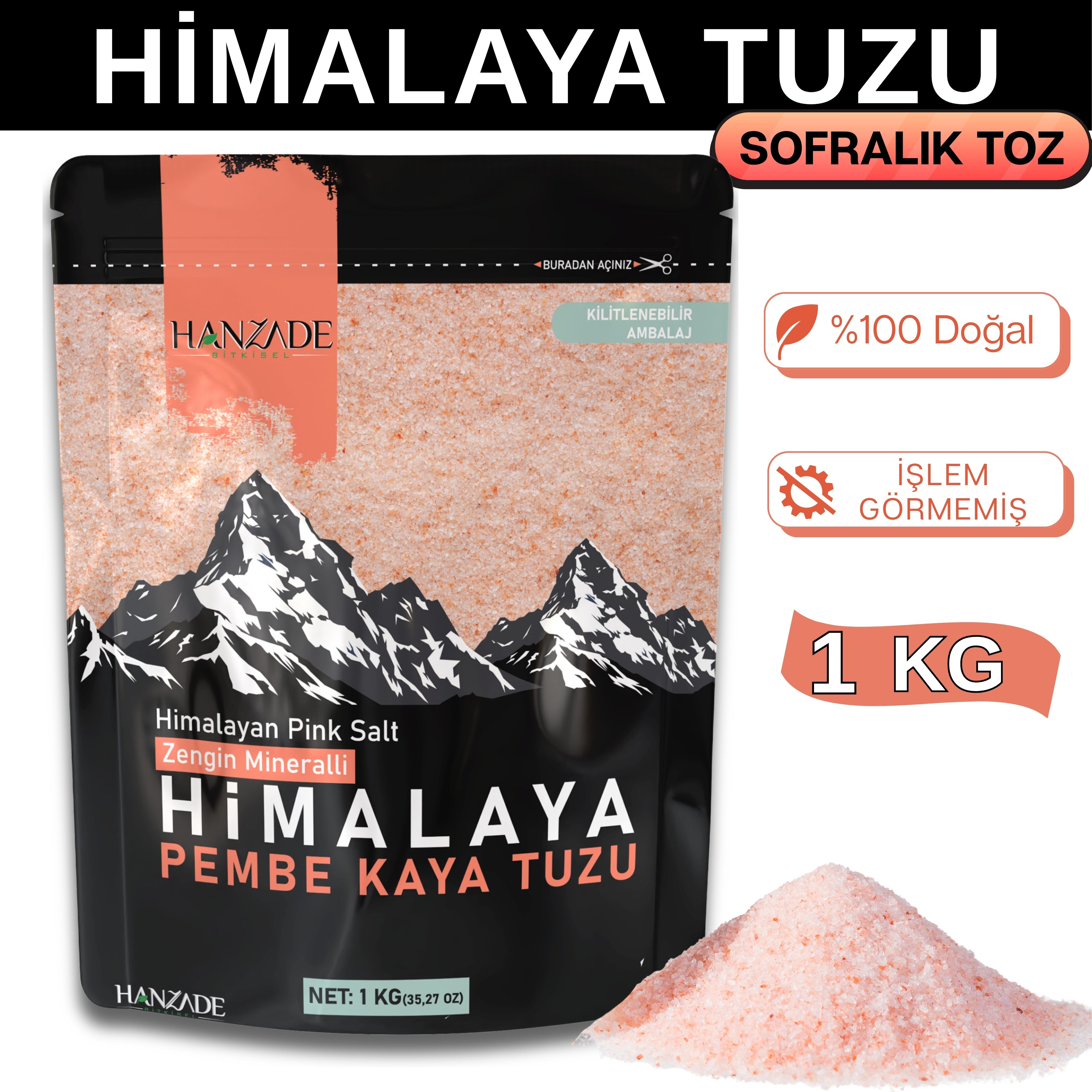 Hanzade Bitkisel Pembe Himalaya Tuzu Toz