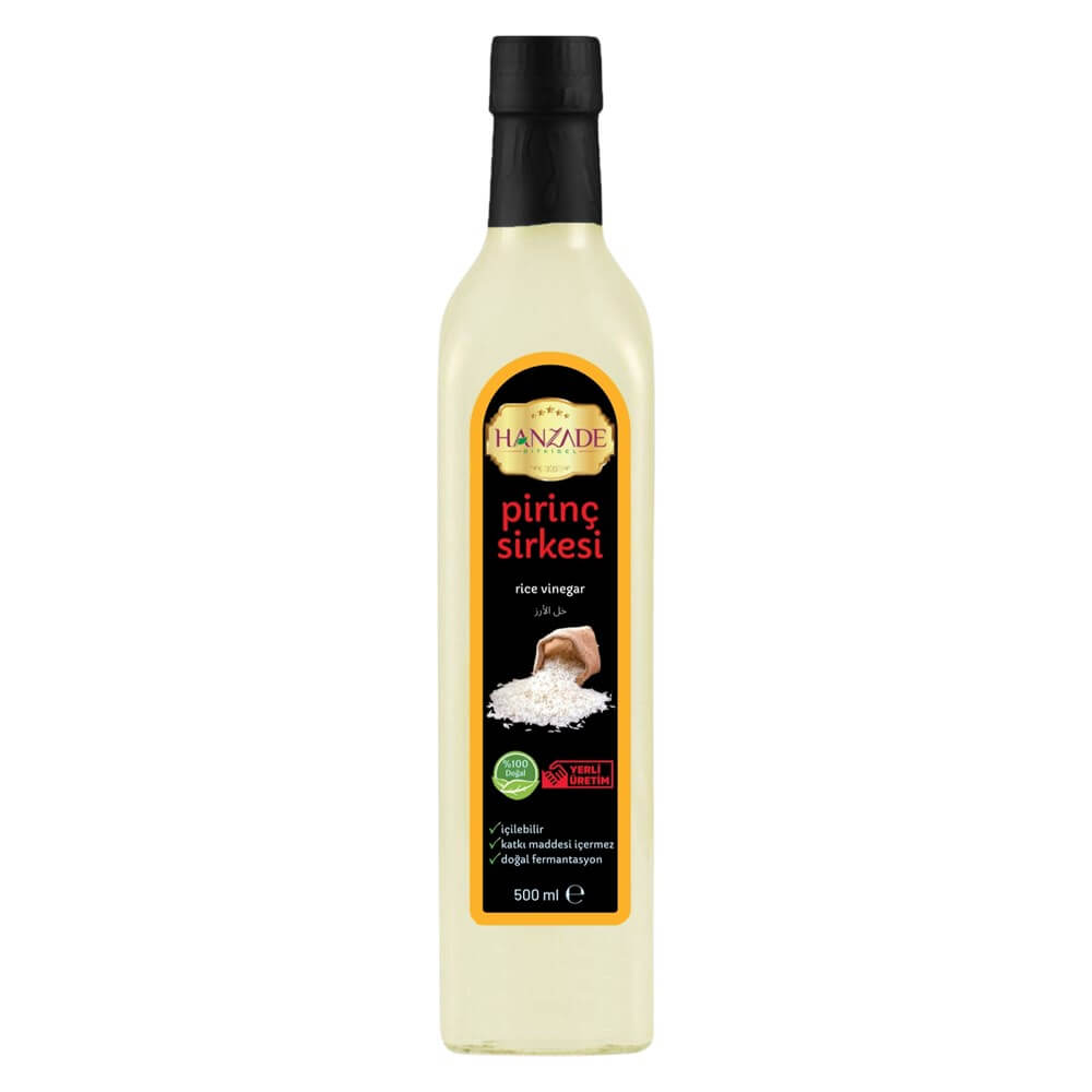 Hanzade Bitkisel Pirinç Sirkesi 500 Ml Doğal Fermantasyon Içilebilir Katkısız Cam Şişe