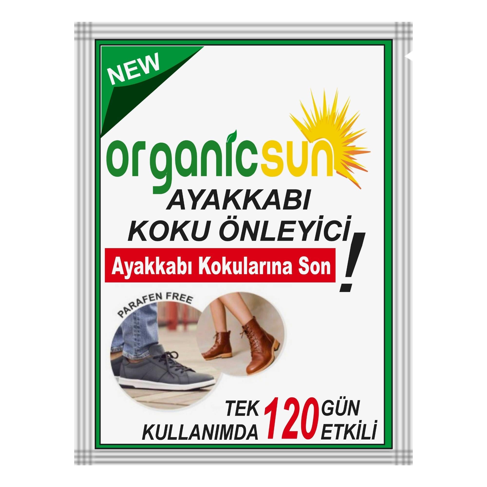 Organicsun Ayakkabı Koku Önleyici Giderici Toz 120 Gün Etkili Ayak Kokusu Tozu Giderici