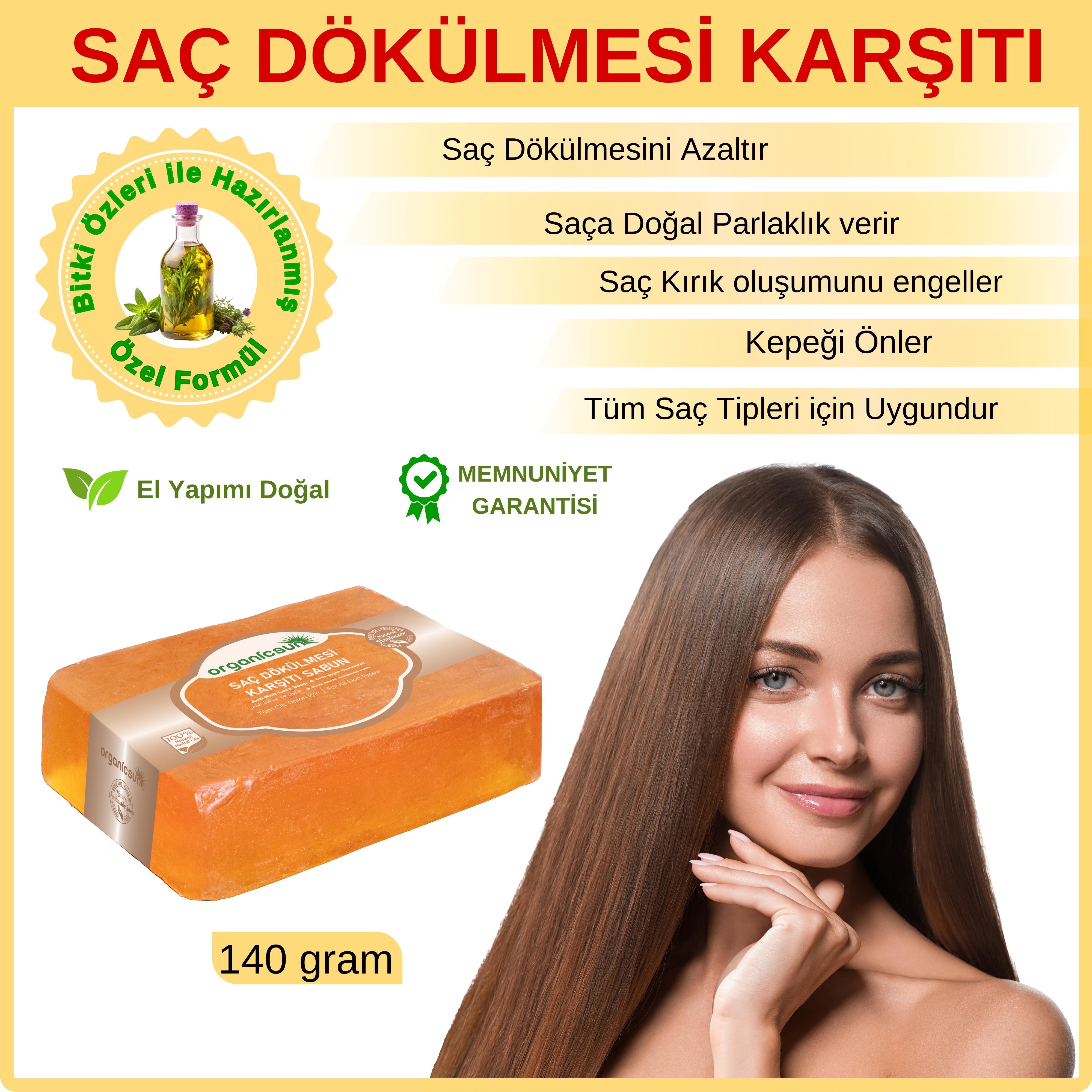Organicsun Doğal Saç Dökülmesi Karşıtı Sabun 140 Gr Tüm Saç Tipleri İçin Kepek Karşıtı
