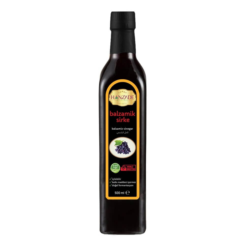 Hanzade Bitkisel Balzamik Sirke 500 Ml Doğal Fermantasyon Içilebilir Katkısız Cam Şişe